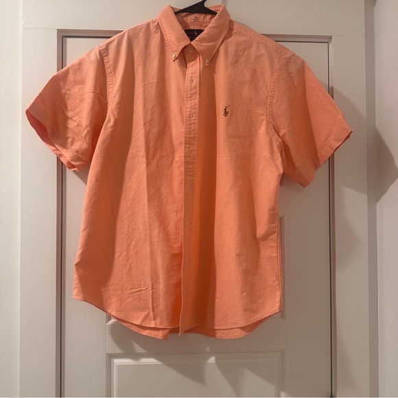 NWT Polo Ralph Lauren Men’s 2X/TTG Persimmon Slim Fit Short Sleeve Oxford Shirt - Picture 1 of 7